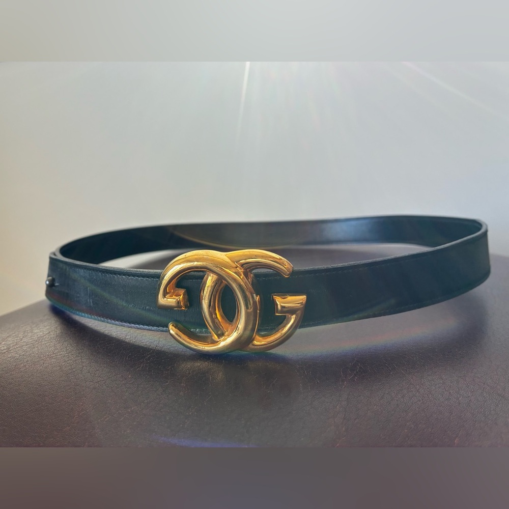 Vintage Gucci Black Leather Belt – Gold Logo